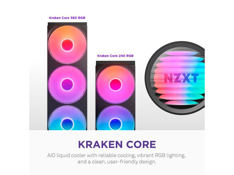 NZXT Kraken Core 240 RGB - AIO CPU Liquid Cooler - 240 mm Radiator - 240 mm
