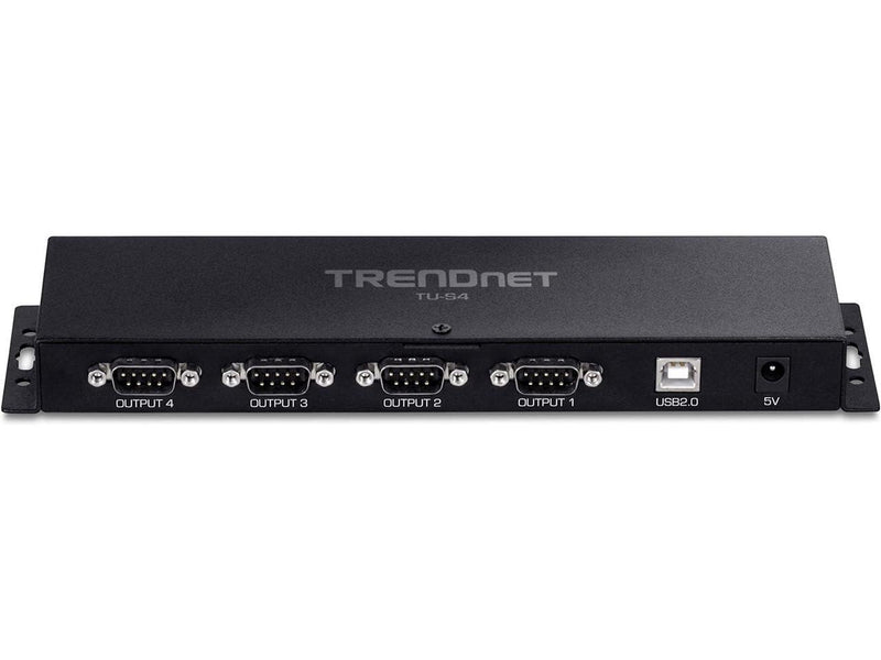 TRENDnet TU-S4, 4-Port USB to Serial RS232 Hub, Black