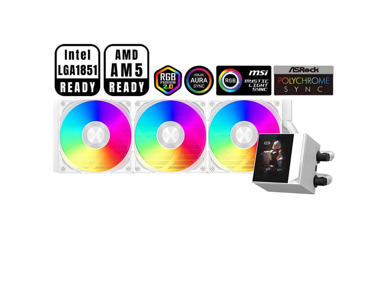 PCCOOLER CPS DC360 Pro ARGB Display AIO CPU Liquid Cooler, 360mm Radiator, 310W