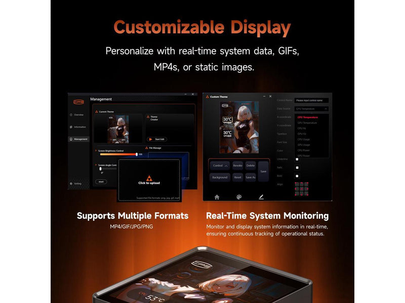 PCCOOLER CPS DT360 ARGB Display AIO CPU Liquid Cooler, 360mm Radiator, 320W TDP,