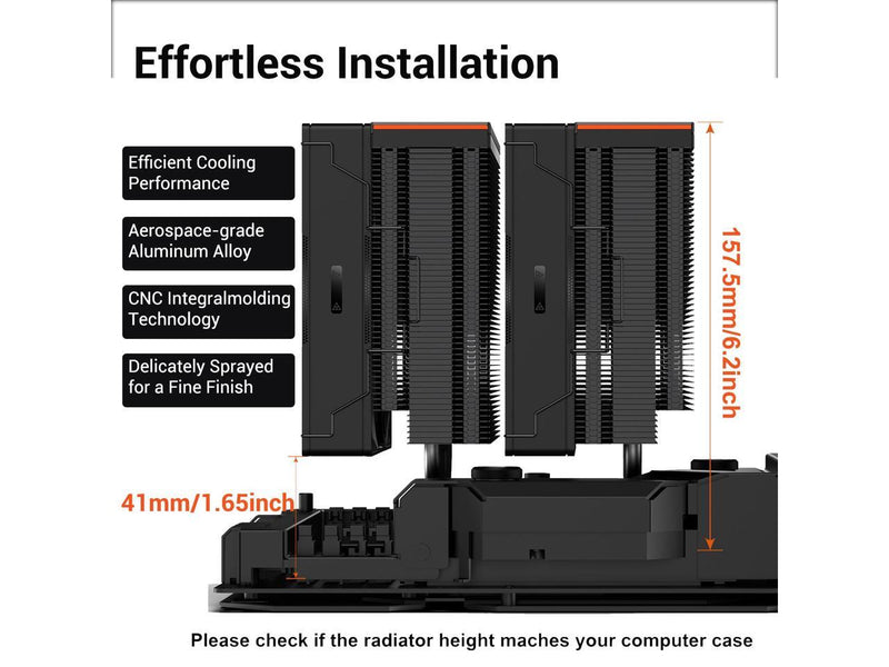 PCCOOLER CPS RZ620 Dual Tower CPU Air Cooler, 6 Heat Pipes, 275W TDP, Aluminum