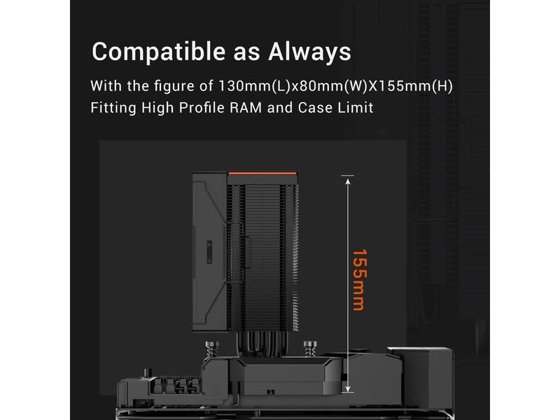 PCCOOLER CPS RZ500 CPU Air Cooler, 5 Direct Contact Heat Pipes, Fully Covering