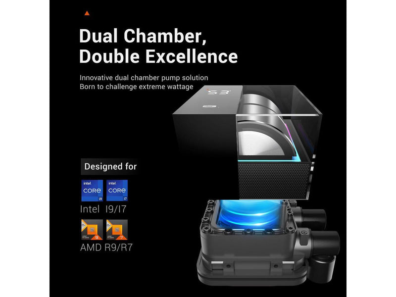 PCCOOLER CPS DS360 AIO CPU Liquid Cooler, 360mm Radiator, 310W TDP, Dual Chamber