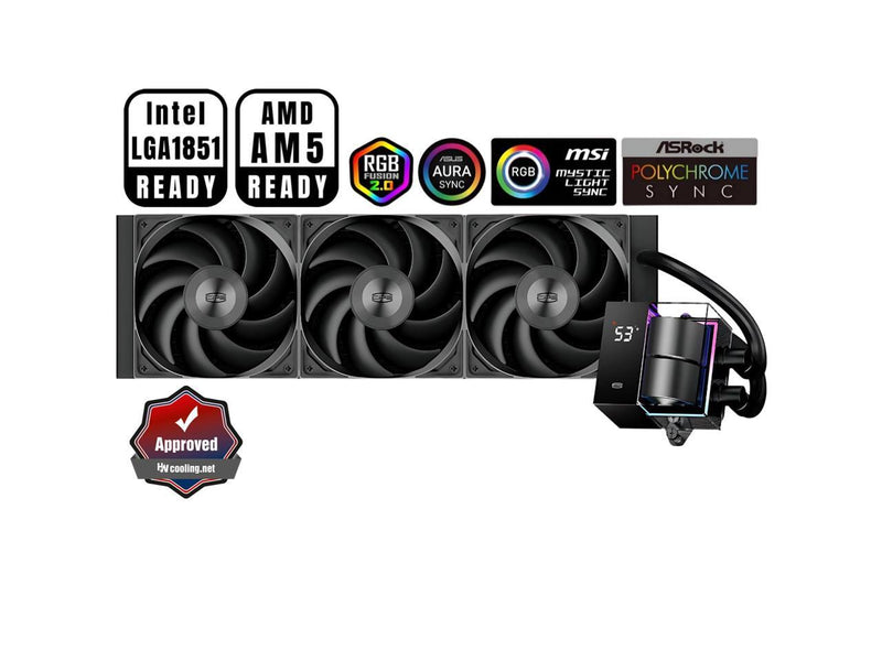 PCCOOLER CPS DS360 AIO CPU Liquid Cooler, 360mm Radiator, 310W TDP, Dual Chamber