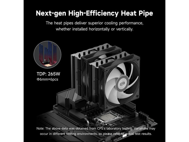 PCCOOLER CPS RT620 ARGB Dual Tower CPU Air Cooler, 6 Heat Pipes, 265W TDP, 153mm