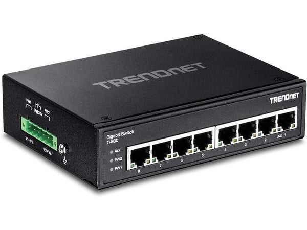 TRENDnet 8-Port Hardened Industrial Gigabit DIN-Rail Switch, 16 Gbps Switching