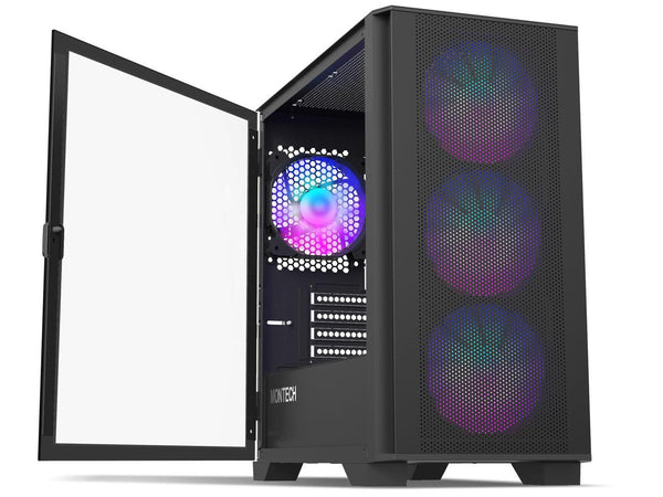 Montech AIR 100 ARGB MICRO-ATX Tower with Four ARGB Fans Pre Installed,