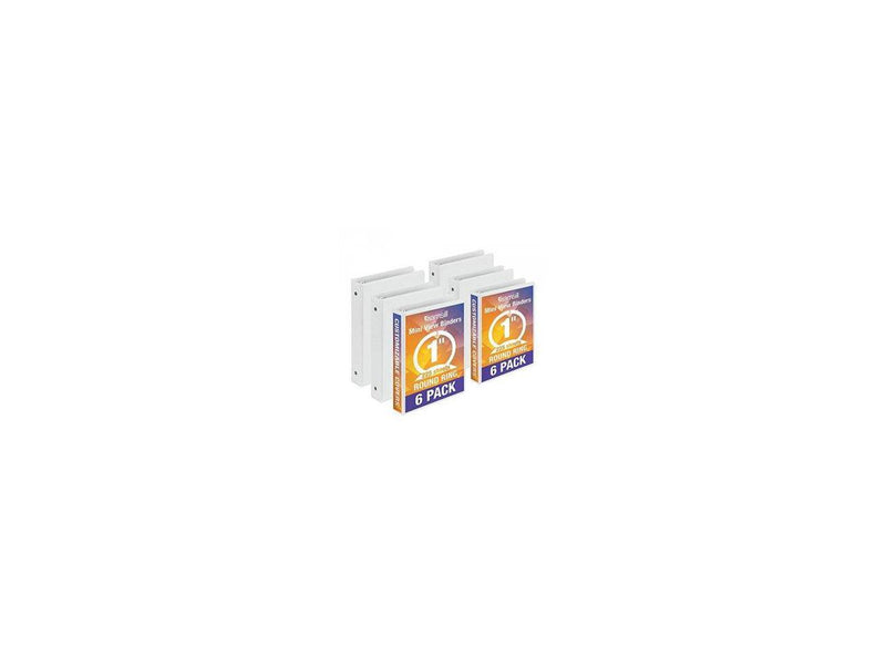 Economy Round Ring View Binders 3 Rings 1" Capacity 8.5 x 5.5 White 6/Carton
