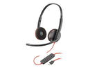 Poly Blackwire 3220 Stereo USB-C Black Headset + USB-C/A Adapter (Bulk) - Stereo
