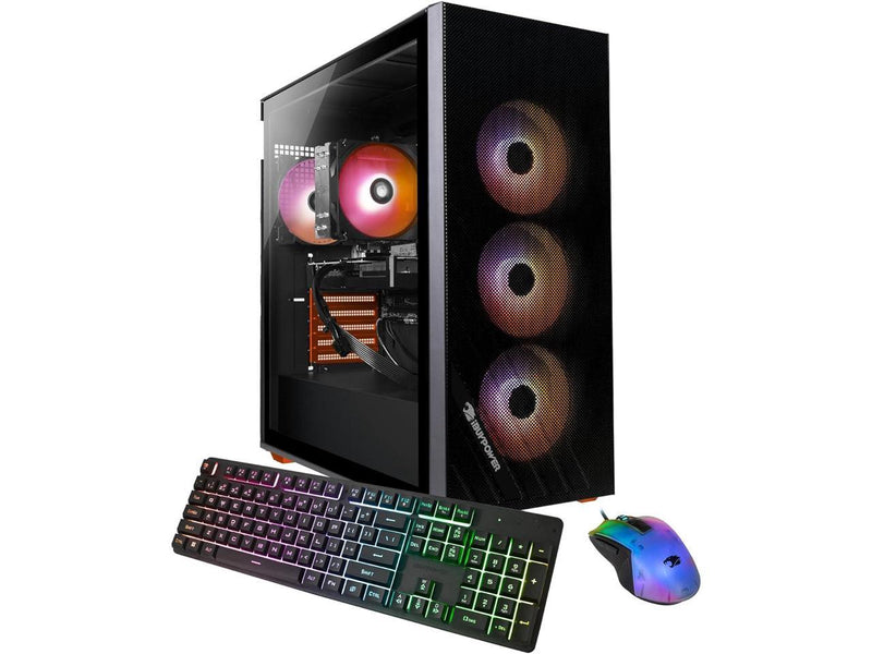iBUYPOWER Scale Orange Gaming PC Desktop - AMD Ryzen 5 5500 - NVIDIA GeForce RTX