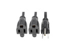 Tripp Lite 19In Power Cord Extension Y Splitter Cable 5-15P To 5-15R 13A 16Awg