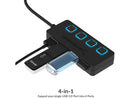 SABRENT 4-Port USB 3.0 Hub with Individual LED Lit Power Switches, Includes