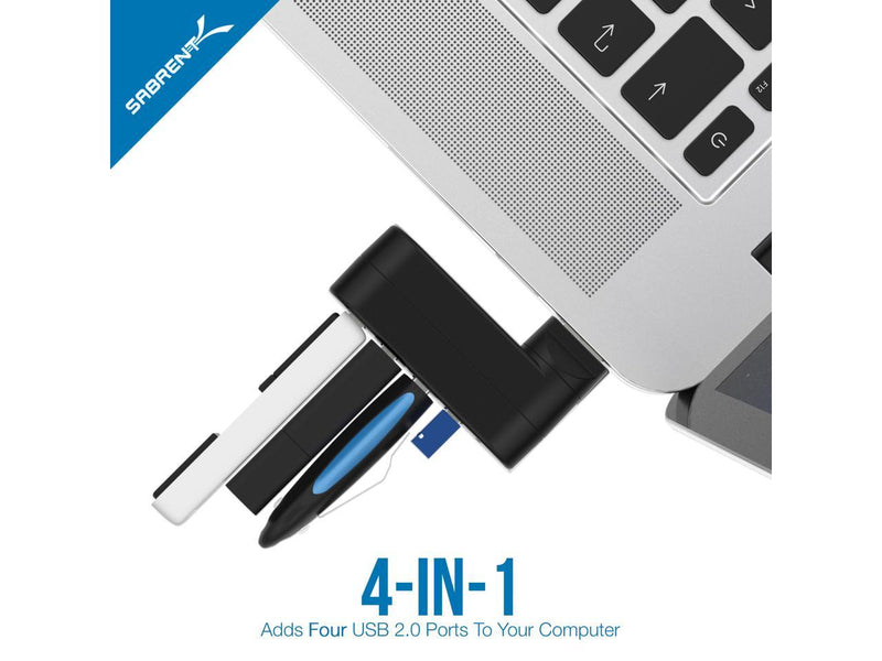 Sabrent 4-Port USB 2.0 Hub [90°/180° Degree Rotatable] (HB-UMN4)