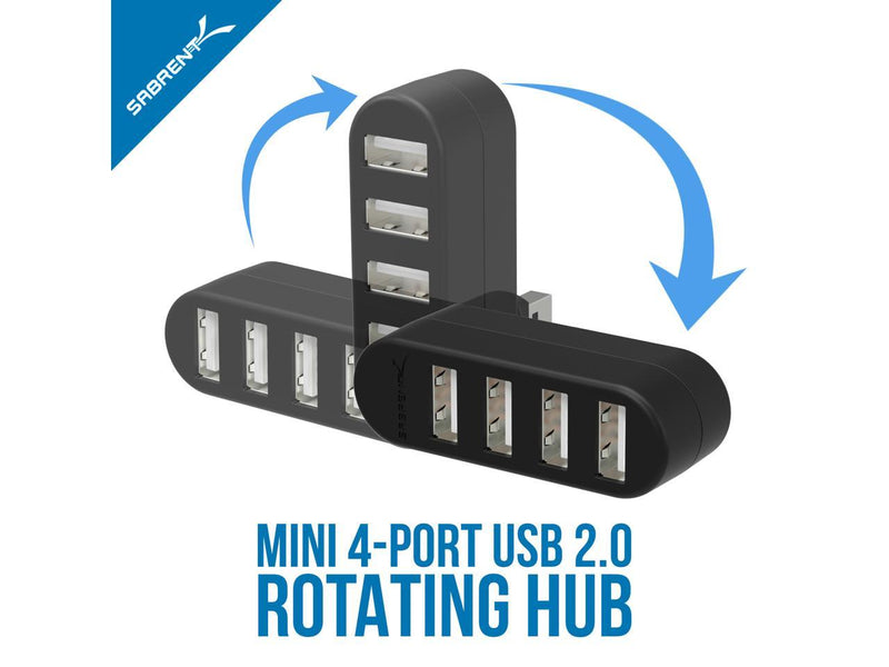 Sabrent 4-Port USB 2.0 Hub [90°/180° Degree Rotatable] (HB-UMN4)