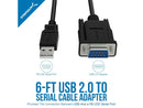 SABRENT USB 2.0 to Serial (9-Pin) DB-9 RS-232 Adapter Cable 6ft Cable