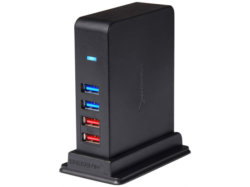 SABRENT 7 Port USB 3.0 HUB + 2 Charging Ports with 12V/4A Power Adapter [Black]