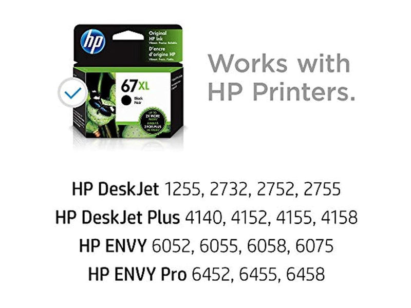 HP 67XL High Yield Black Original Ink Cartridge, ~240 pages, 3YM57AN
