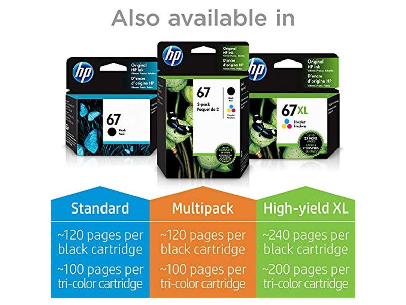 HP 67XL High Yield Black Original Ink Cartridge, ~240 pages, 3YM57AN