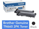 Brother TN660 High Yield Black Toner Cartridge (2-Pack)