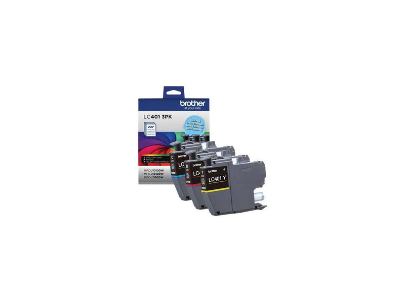 Brother LC401 Cyan/Magenta/Yellow Standard Yield Ink Cartridges 3/Pack