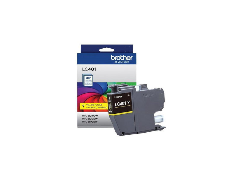 Brother LC401 Yellow Standard Yield Ink Cartridge Prints Up to 200 Pages