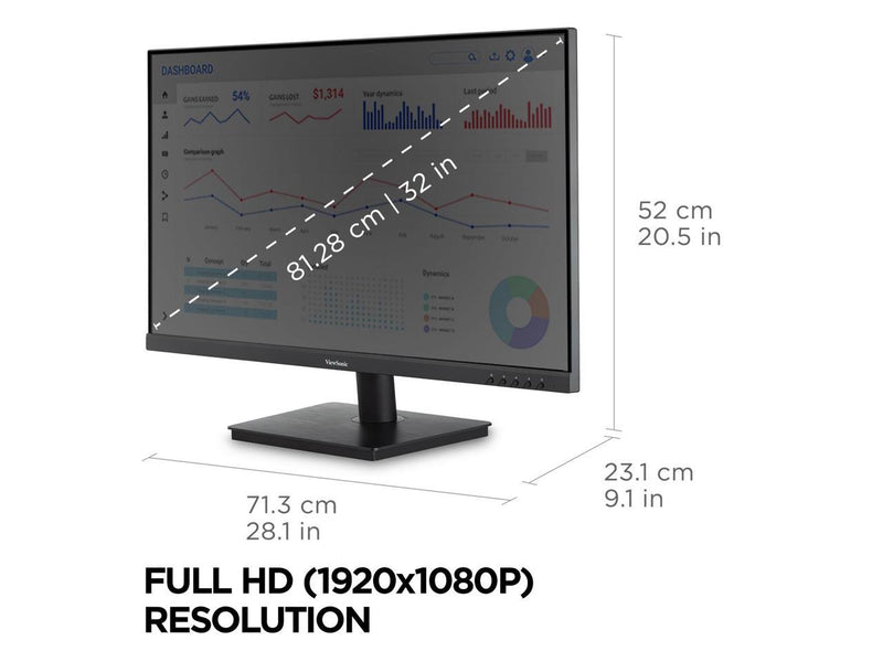 ViewSonic VA3209M 32 Inch IPS Full HD 1080p Monitor with Frameless Design, 75