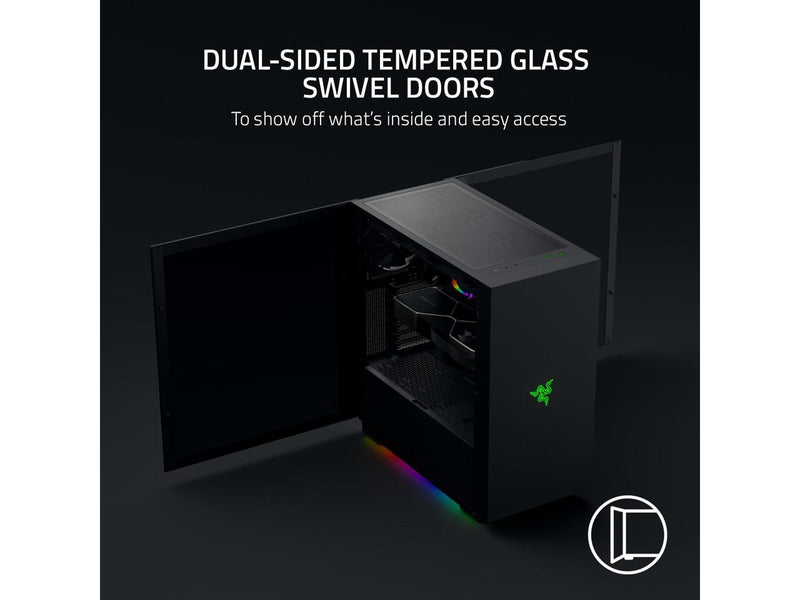 Razer Tomahawk ATX Mid-Tower Gaming Case: Dual-Sided Tempered Glass Swivel