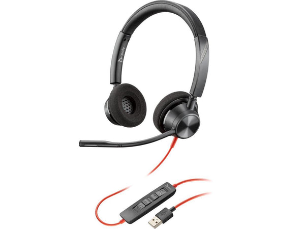 POLY Blackwire 3320 USB-A - Wired, Dual-Ear (Stereo) Headset with Boom Mic -