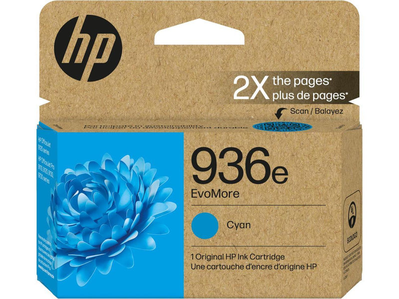 HP 936e Cyan EvoMore Ink Cartridge | Works OfficeJet 9120 Series, OfficeJet Pro