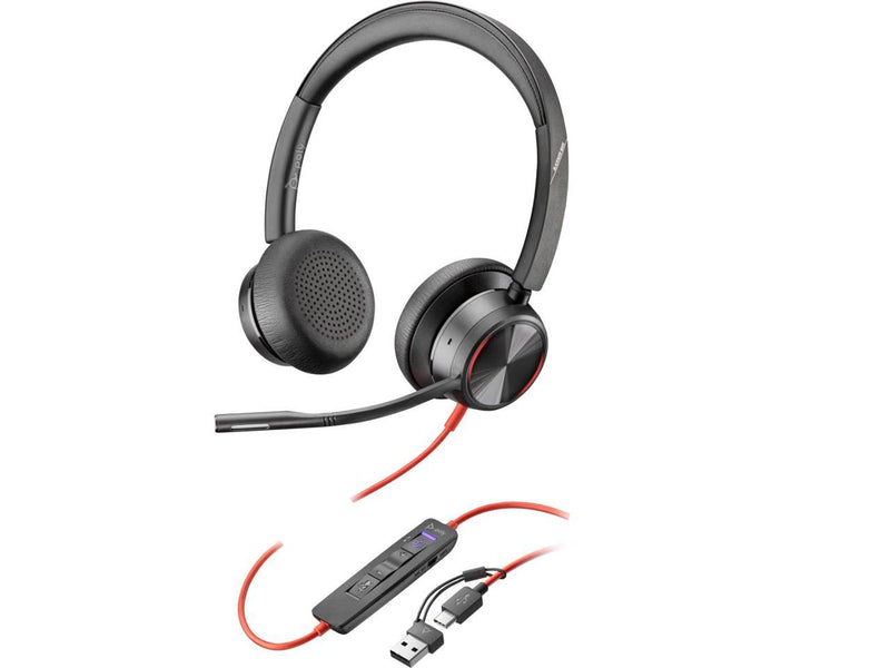 Poly Blackwire 8225 Stereo Microsoft Teams Certified USB-C Headset + USB-C/A