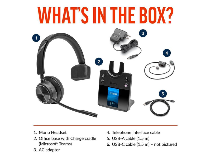 Poly Savi 7410 Office Monaural Microsoft Teams Certified DECT 1920-1930 MHz