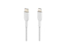 BELKIN CAA004bt2MWH BOOST CHARGE White Braided USB-C to Lightning Cable 6.56 ft.