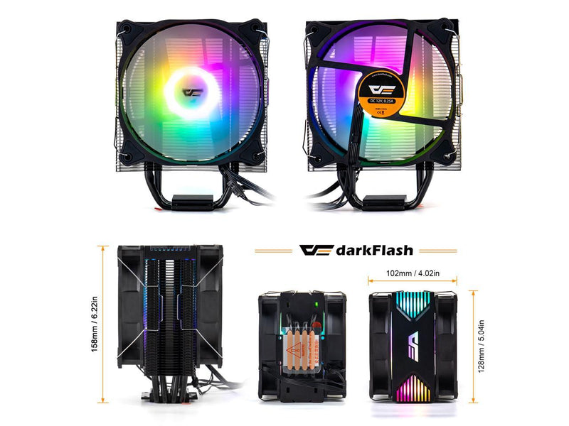 darkFlash Darkair Plus Addressable RGB CPU Air Cooler 4 Heatpipes Double 120MM
