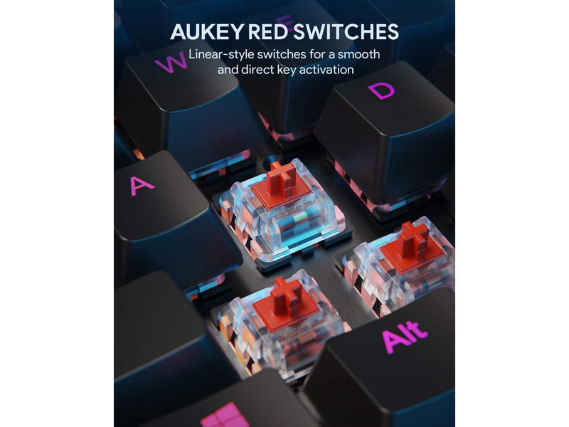 AUKEY Mechanical Gaming Keyboard with Customizable RGB Backlight, Tactile &