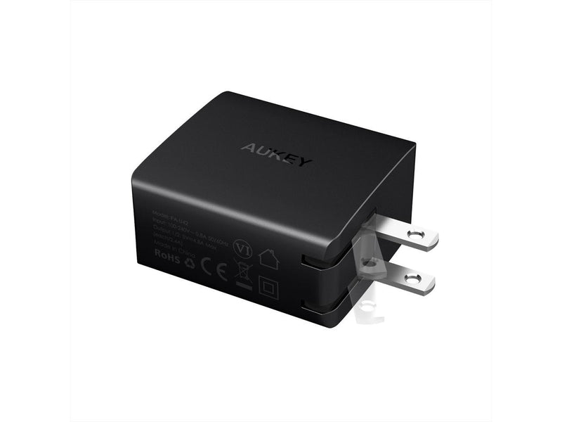 AUKEY Wall Charger Ultra Compact Dual Port 4.8A Output Fast Charging Foldable