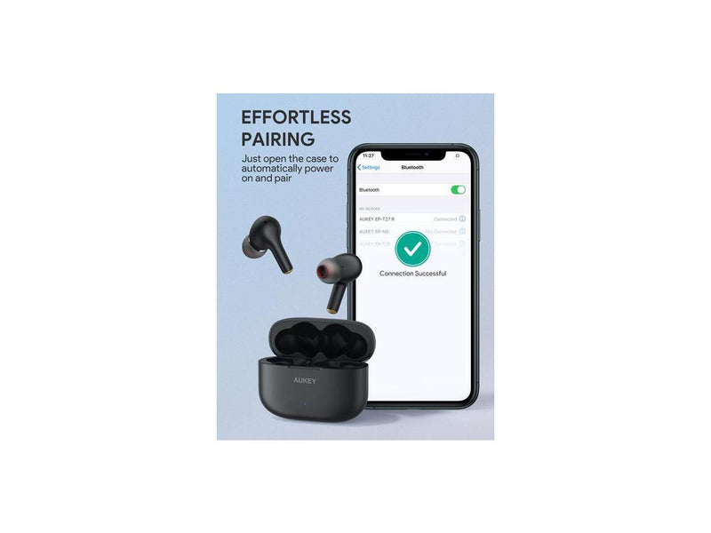 AUKEY Black EP-T27 Wireless Earbuds with aptX Deep Bass, CVC 8.0 Noise Reduction