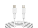 BELKIN CAA004bt2MWH BOOST CHARGE White Braided USB-C to Lightning Cable 6.56 ft.