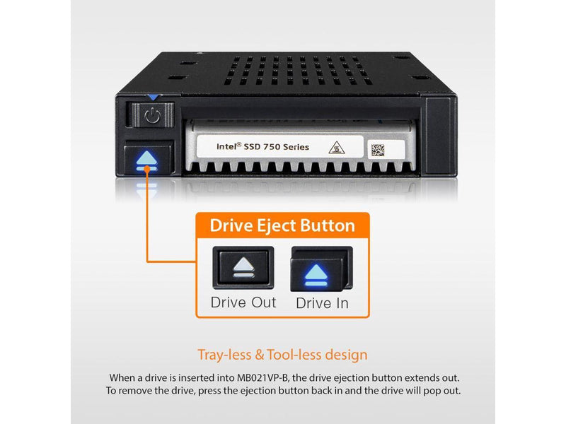 ICY DOCK MB021VP-B | U.2 NVMe PCIe 4.0 SSD Tray-less Enclosure for 3.5" Drive