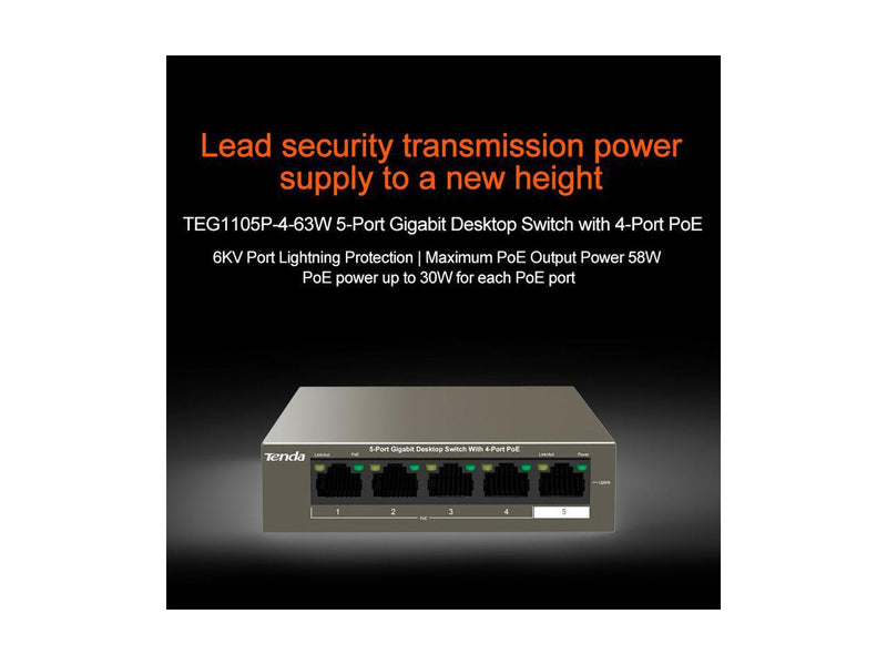 Tenda TEG1105P-4-63W Unmanaged Switch