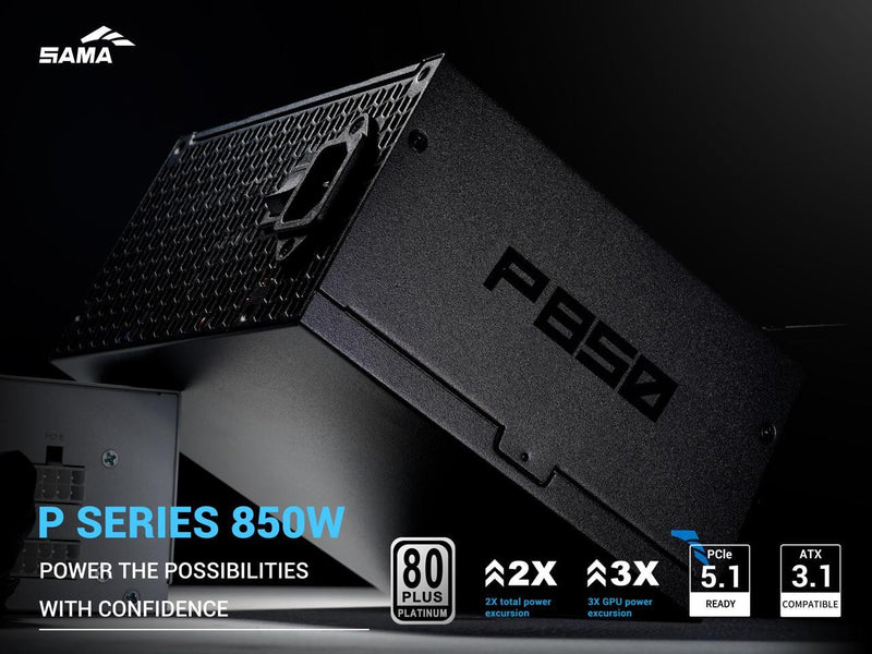SAMA P850W ATX 3.1 Power Supply, 850W 80 PLUS Platinum, PCIE 5.1 Ready, Full