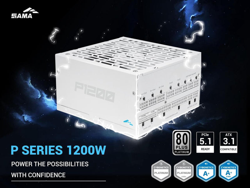 SAMA P1200W ATX 3.1 Power Supply, 1200W 80 PLUS & Cybenetics Platinum