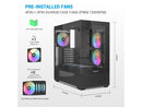 SAMA V40 Black ATX Mid Tower PC Case, 6 Pre-Installed 120mm ARGB PWM Fans, Dual