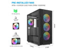 SAMA S40 Black ATX Mid Tower Case - High Airflow, 4x 120mm ARGB PWM Fans,