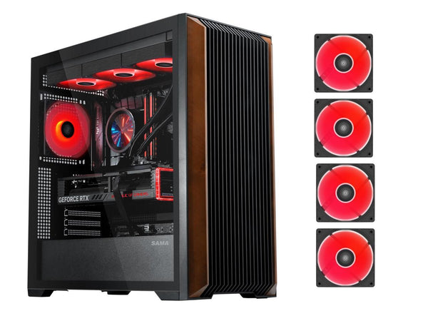 SAMA Z60 Black Genuine Walnut Wood PC Case, ATX Mid Tower, Pre-Installed 4x