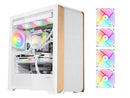 SAMA Z60 White Genuine Walnut Wood PC Case, ATX Mid Tower, Pre-Installed 4x