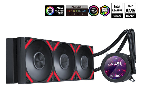 SAMA Q70 Black CPU Liquid Cooler, 360MM Liquid Water AIO CPU Cooler with 2.8"