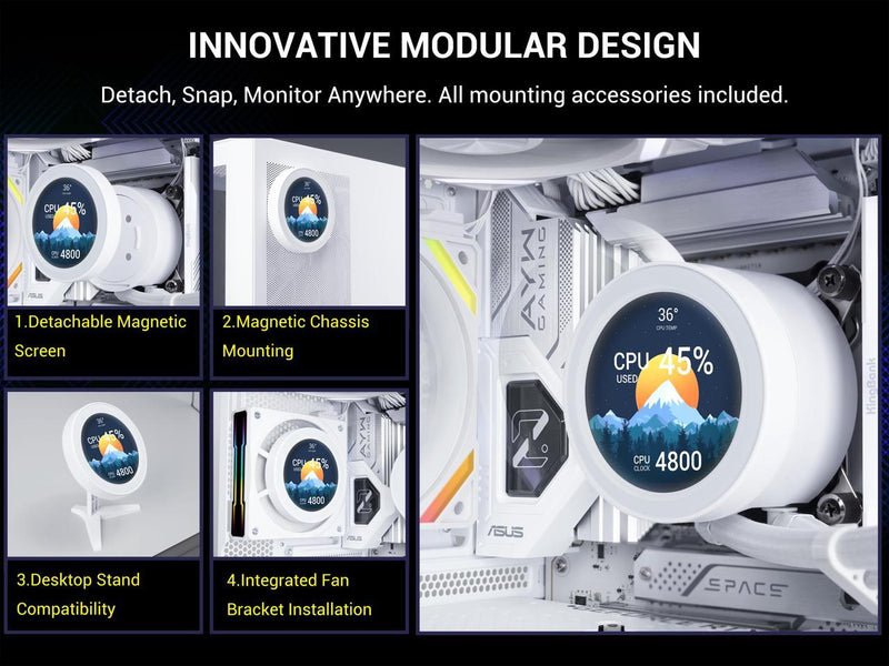 SAMA Q70 White CPU Liquid Cooler, 360MM Liquid Water AIO CPU Cooler with 2.8"