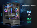 SAMA V43 Mid-Tower PC Case, 6 x 120mm PWM ARGB Fans, 4mm Tempered Glass, USB3.1