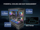 SAMA V43 Mid-Tower PC Case, 6 x 120mm PWM ARGB Fans, 4mm Tempered Glass, USB3.1