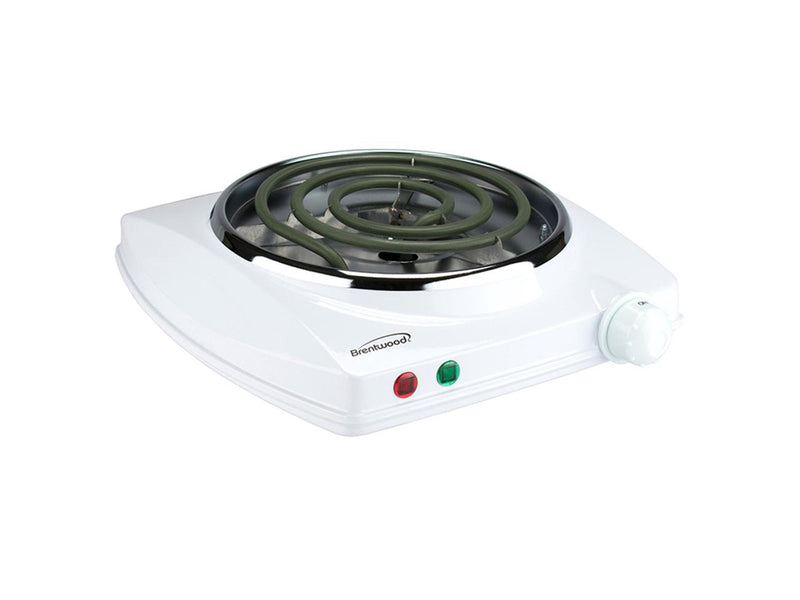 Brentwood 1000W Single Burner Spiral TS-322 White